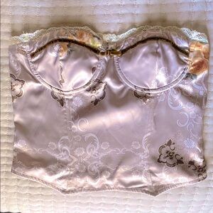 Stella Laguna Beach - Lilac Mauve Satin Floral Corset Top w/ Lace Trim